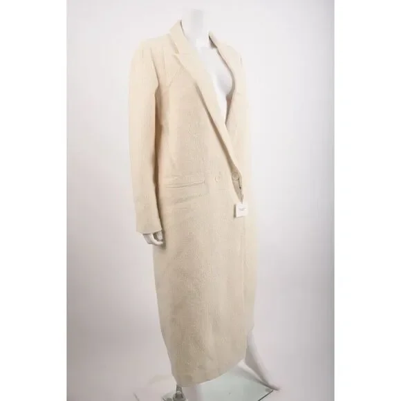 Zara Womans Long Wool Coat Size L Large Winter White Textured 8605/770 NWT - Picture 3 of 8